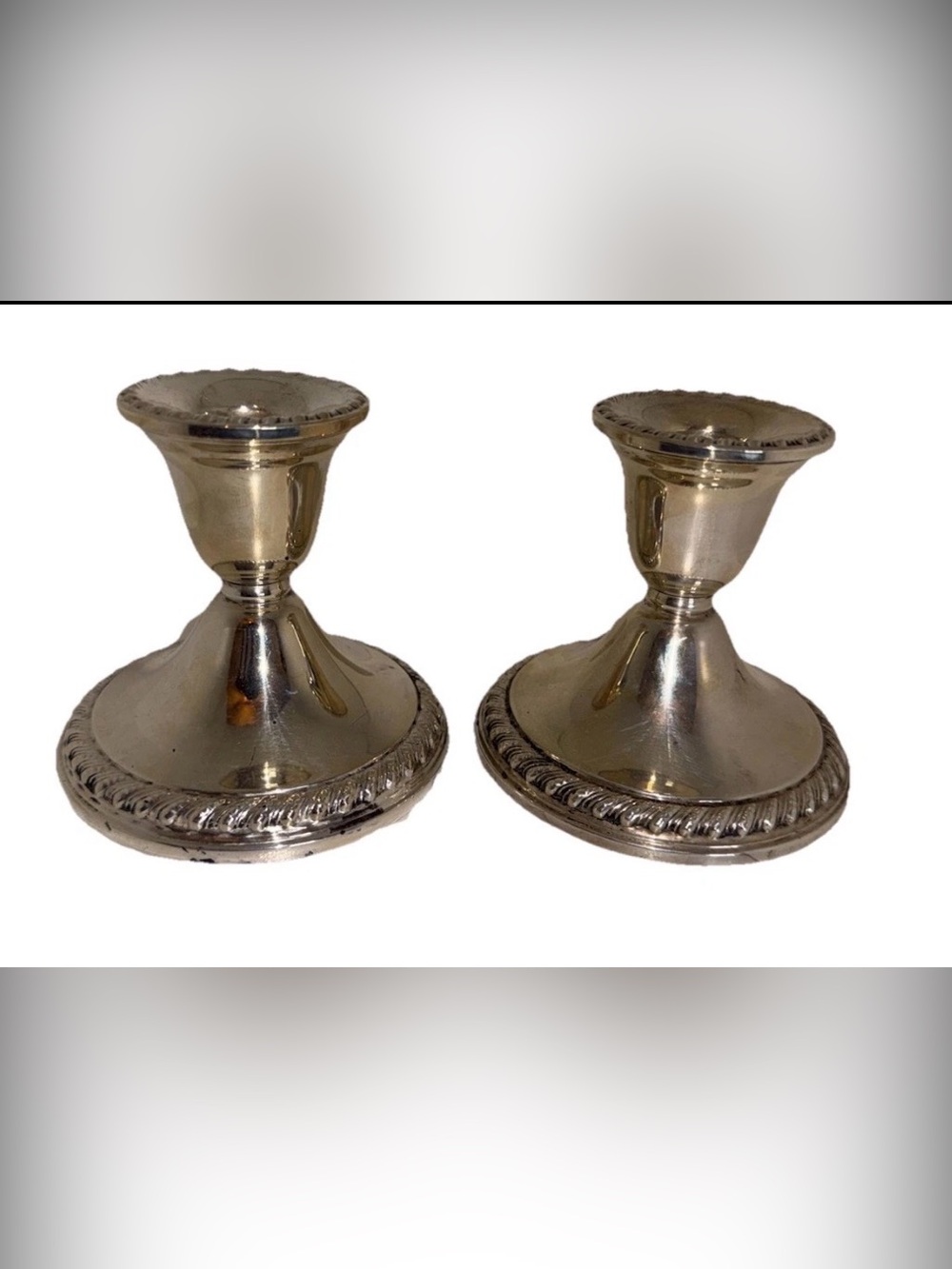 Set Of 2 Vintage Sterling Silver Candlestick Holders Rogers 202152
